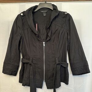 White House Black Market Size 2 Moto Style Belted‎ Y2K Jacket Collared